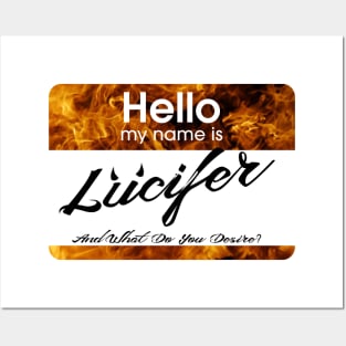 Lucifer Morningstar Name Tag What Do You Desire? - Mightbelucifer Posters and Art